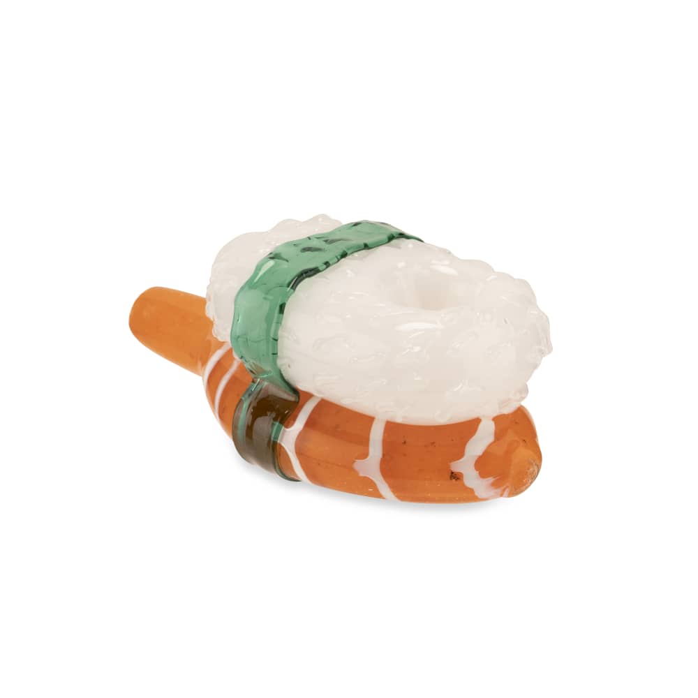 Custom Glass 5” Sushi Salmon Nigiri Hand Pipe - Discreet Smoker