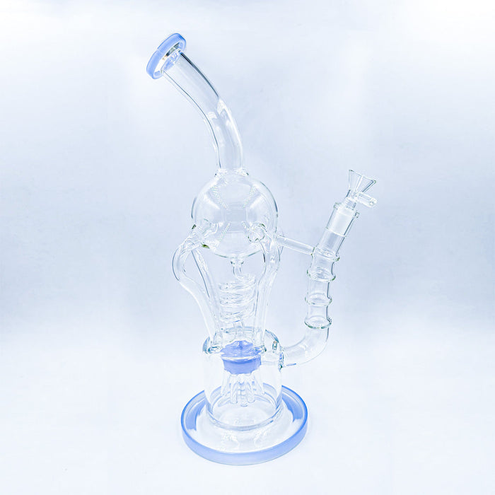 COIL AND SPRINKLER TREE DUAL PERC RECYCLER RIG, Jade Blue
