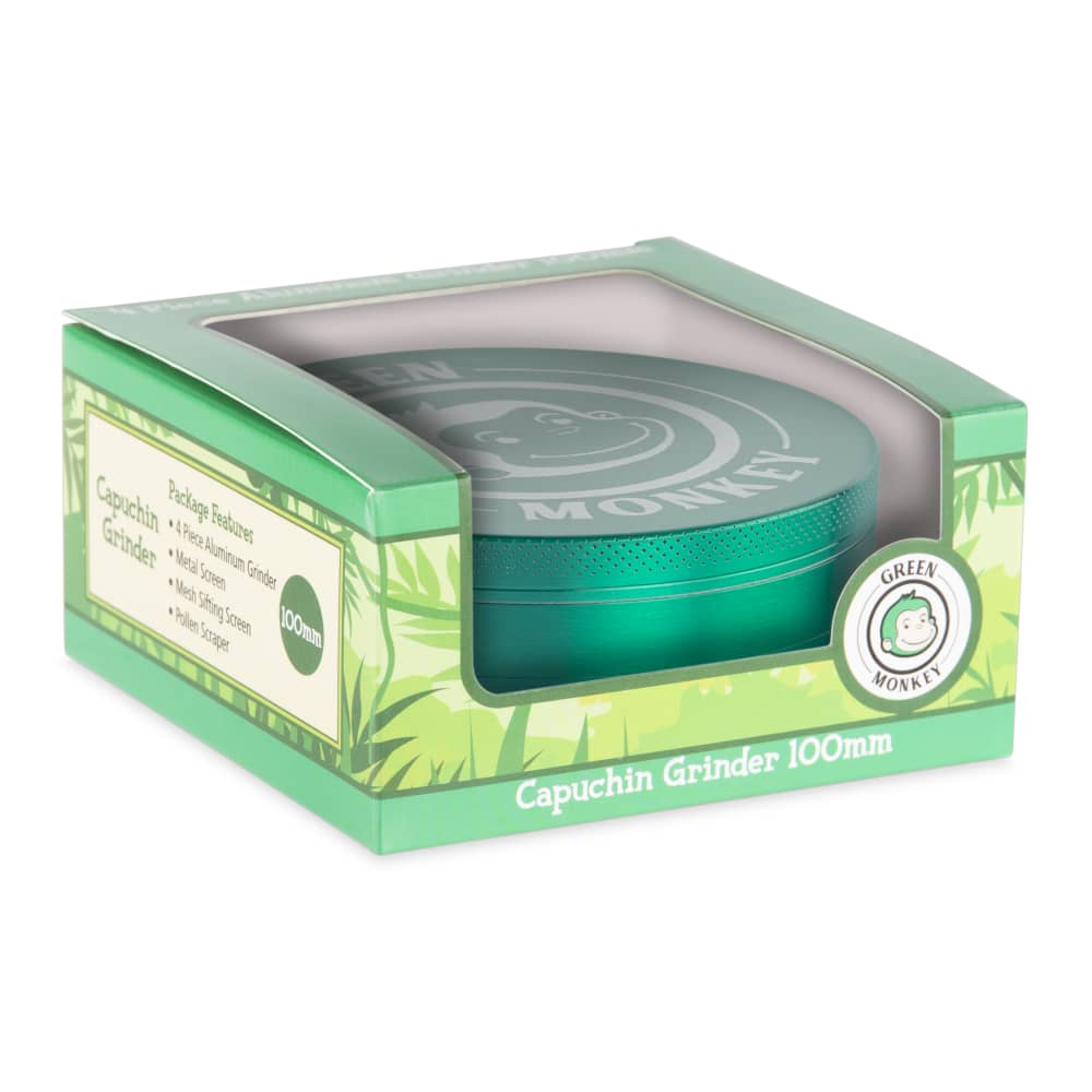 Green Monkey Grinder - Capuchin 4pc - 100mm - Discreet Smoker