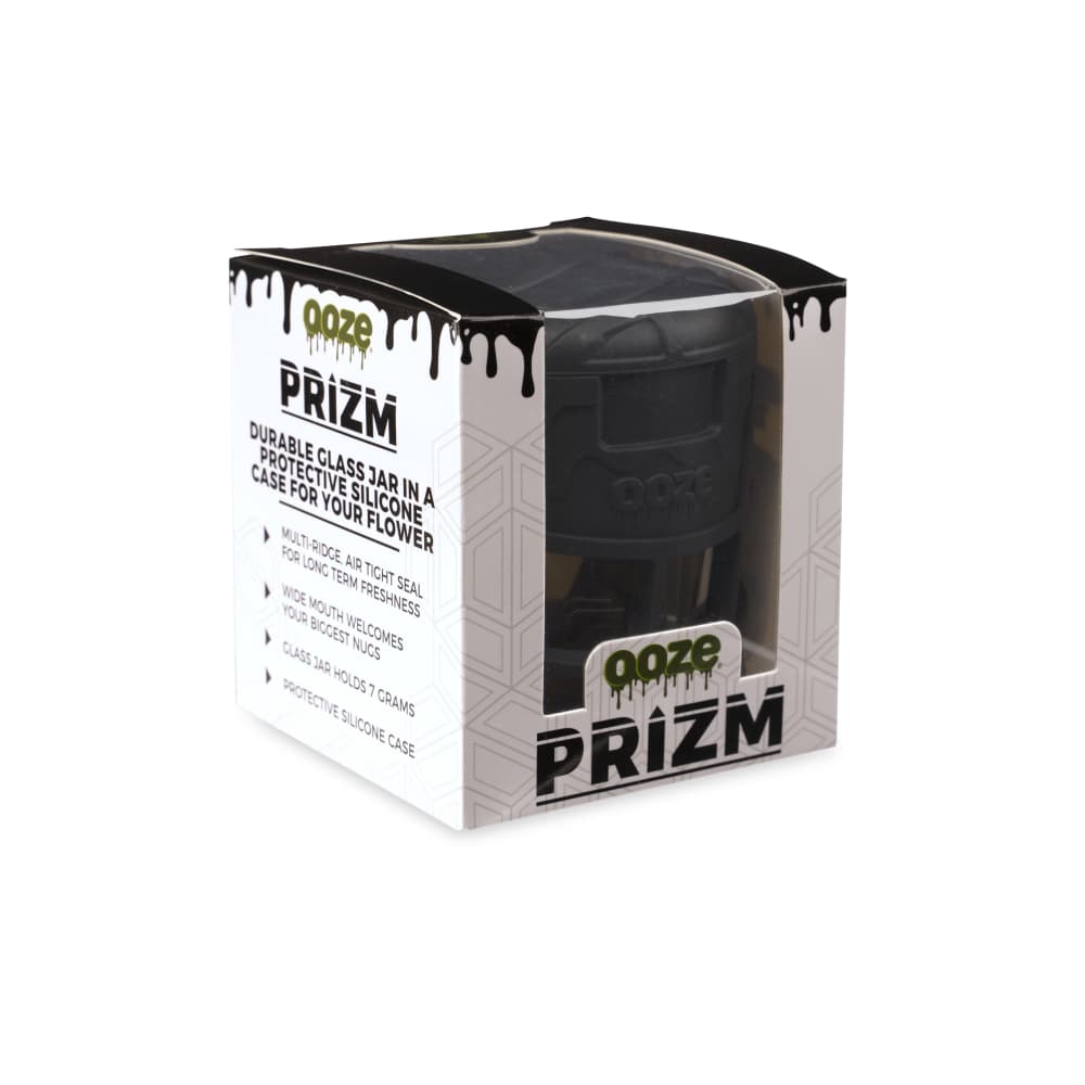Ooze Prizm Silicone-Wrapped Glass Stash Jar - Discreet Smoker