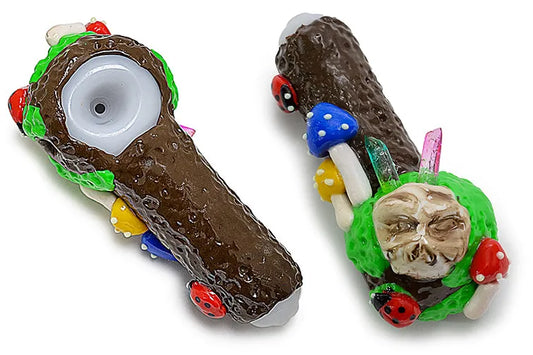 Clay Ladybug Mushroom Crystals Handpipe - Discreet Smoker
