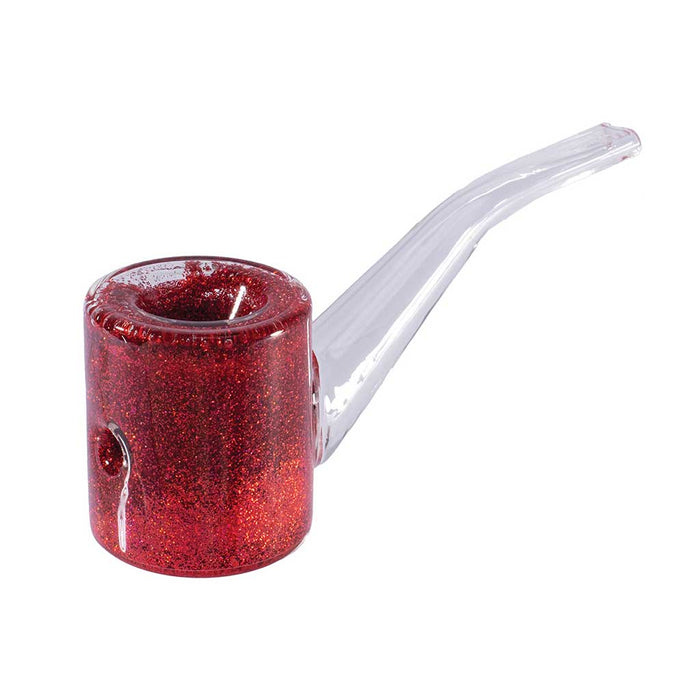 LIQUID GLITTER SHERLOCK HAND PIPE, Red