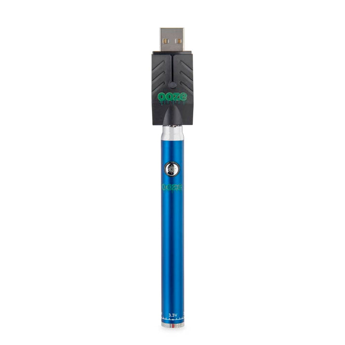 Ooze Slim Twist 510 Thread 320 mAh CBD Vape Pen Battery + USB Charger, Blue