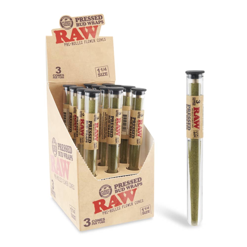 1 1/4 Size Raw Pressed Bud Cones 12ct – 1 ¼ Size 3pk Tubes - Discreet Smoker
