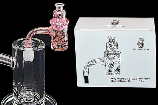 Space King Fully Fused Gold Fume Banger Kit (White / Gold) - Discreet Smoker