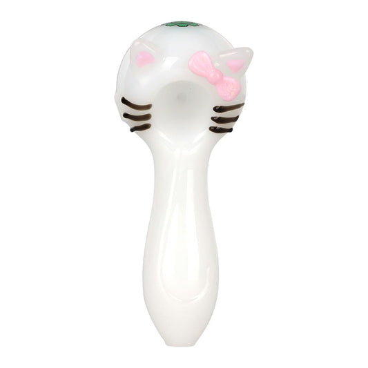 SeshGear Cute Kitty Glass Spoon Pipe - 4" - Discreet Smoker