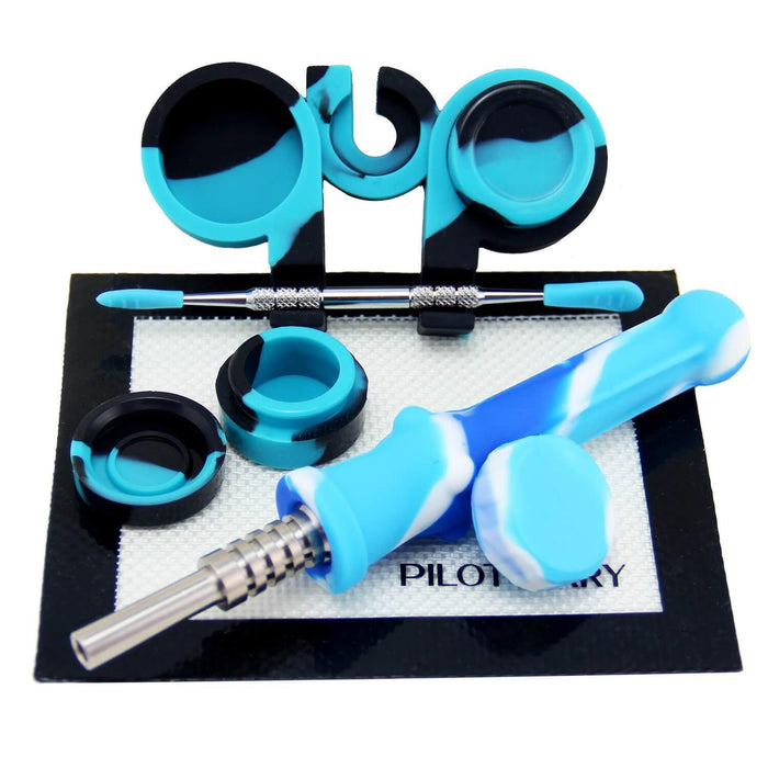 Silicone Dab Straw Kit 6.5", Black&White