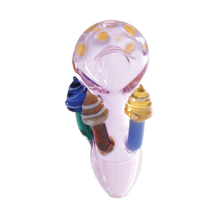 MUSHROOM CHARACTER GLASS HAND PIPE, Pink