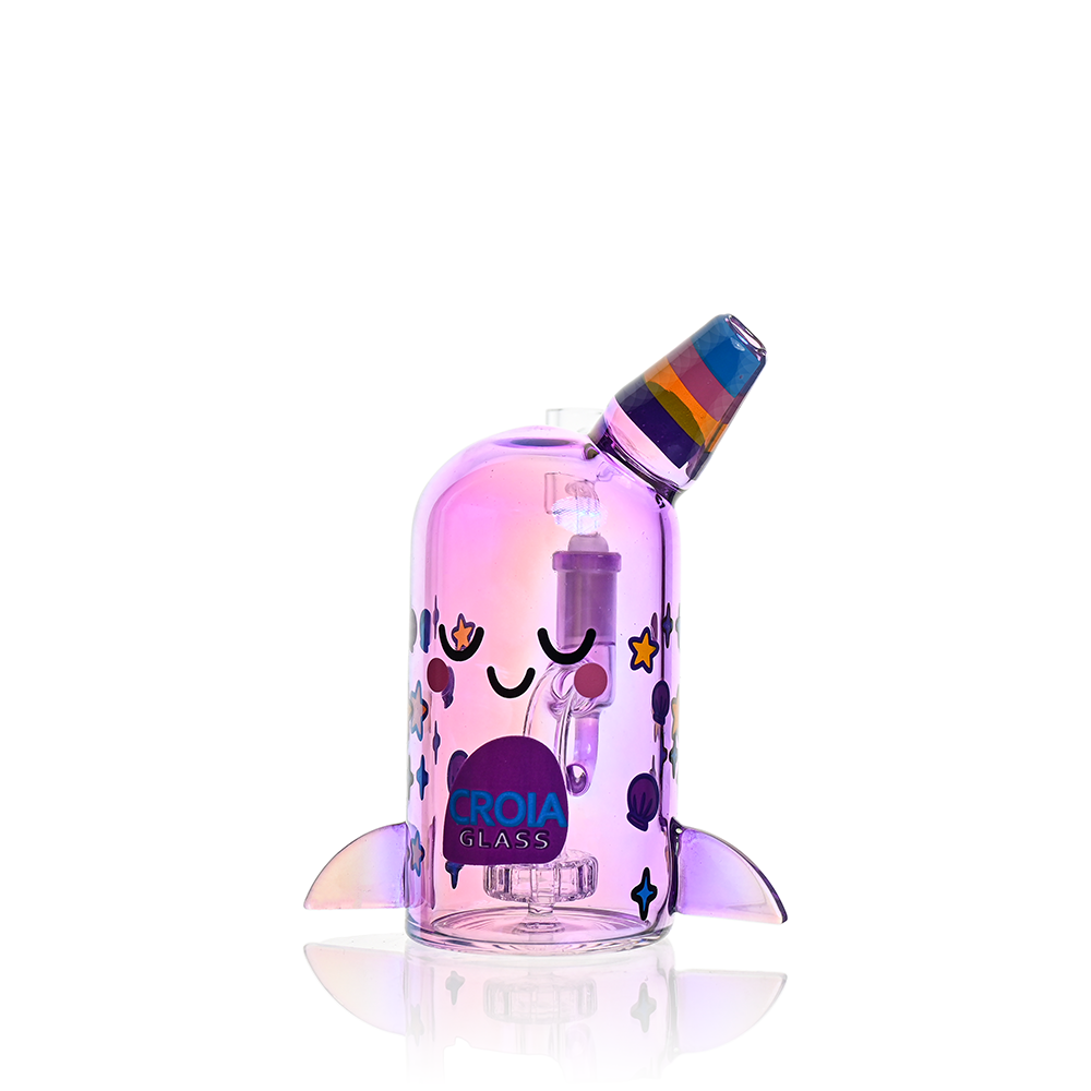 Cute Narwhal Dab Rig – Mini Showerhead Perc Rig | Croia Glass - Discreet Smoker