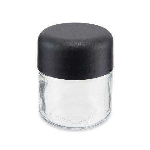3oz Child Resistant Glass Jar and Cap 160ct Bulk, Clear w/ Black