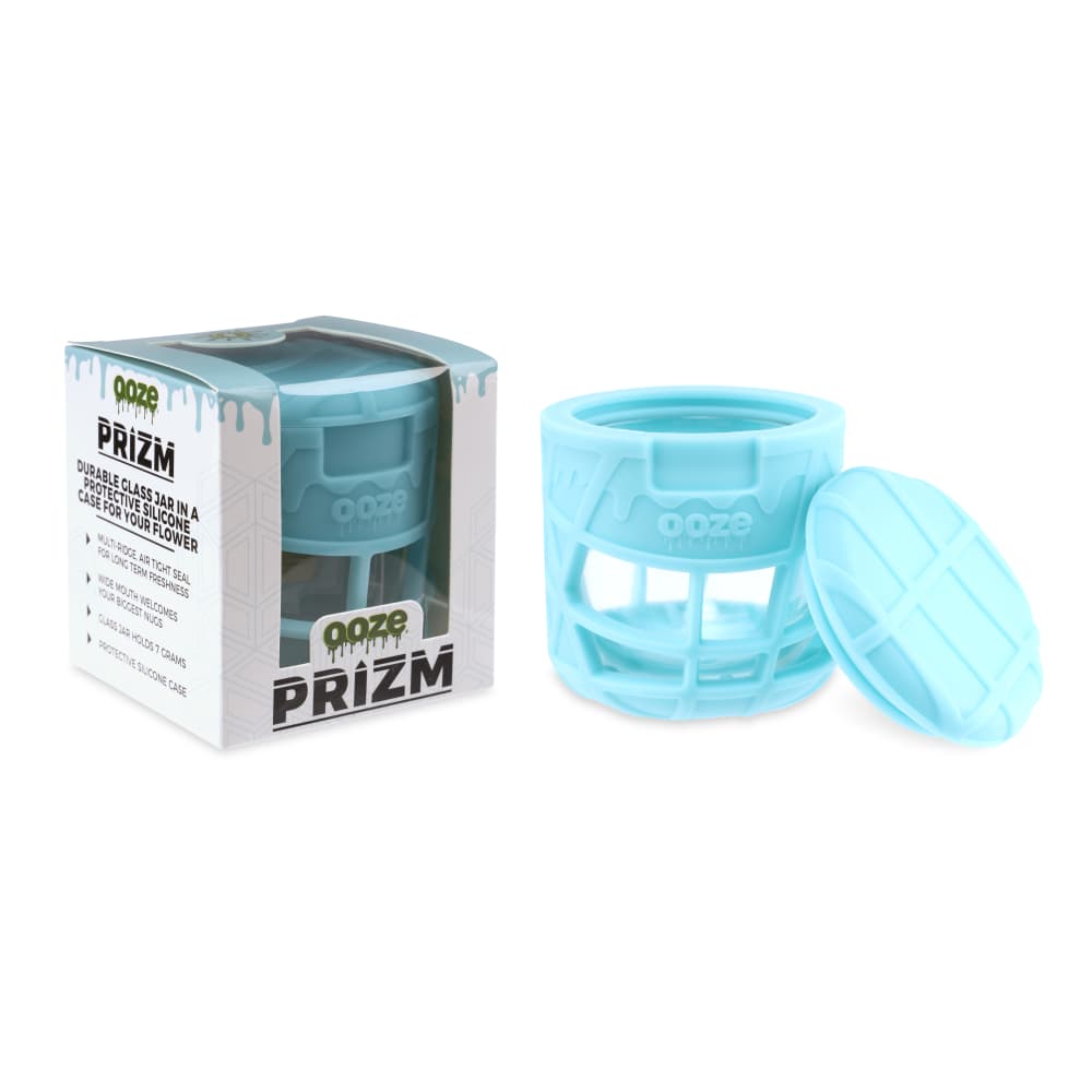 Ooze Prizm Silicone-Wrapped Glass Stash Jar - Discreet Smoker