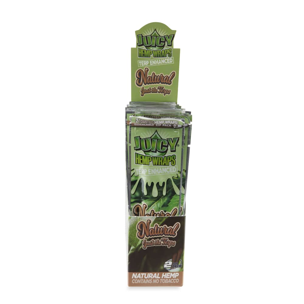 Juicy Jays Terp Enhanced Hemp Wraps 2pk Pouch 25ct POP Display - Discreet Smoker