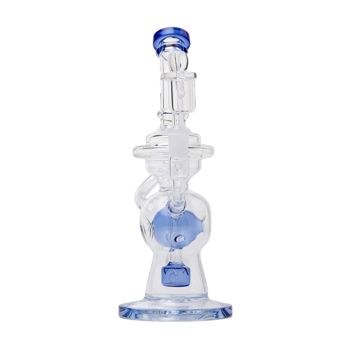 Human Grade 10" Swiss Rig Glass Recycler Water Pipe - Discreet Smoker