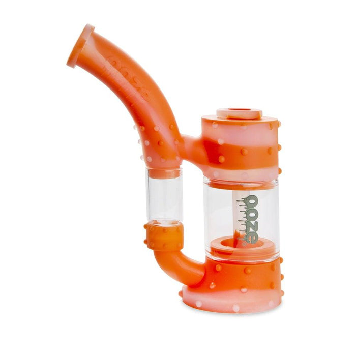 Ooze Stack Pipe Silicone Bubbler, Orange/Clear