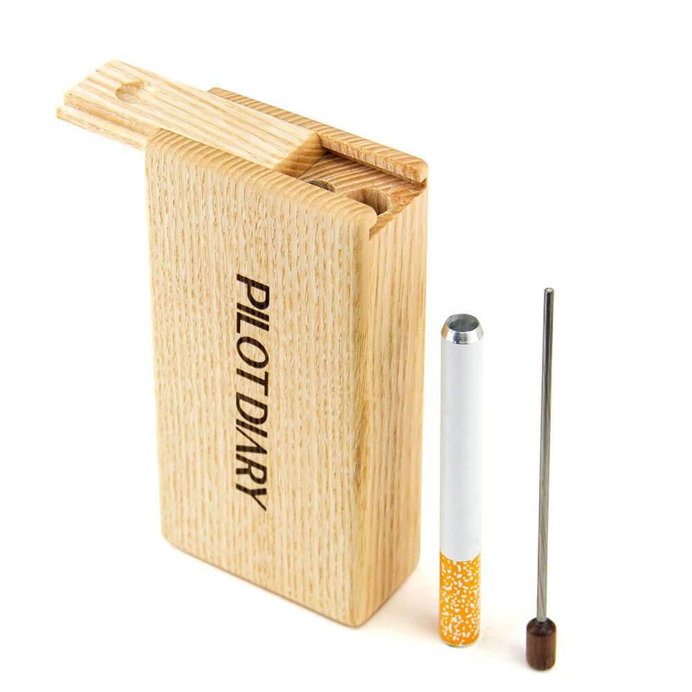 Wooden Dugout With Cleaning Tool - Discreet Smoker