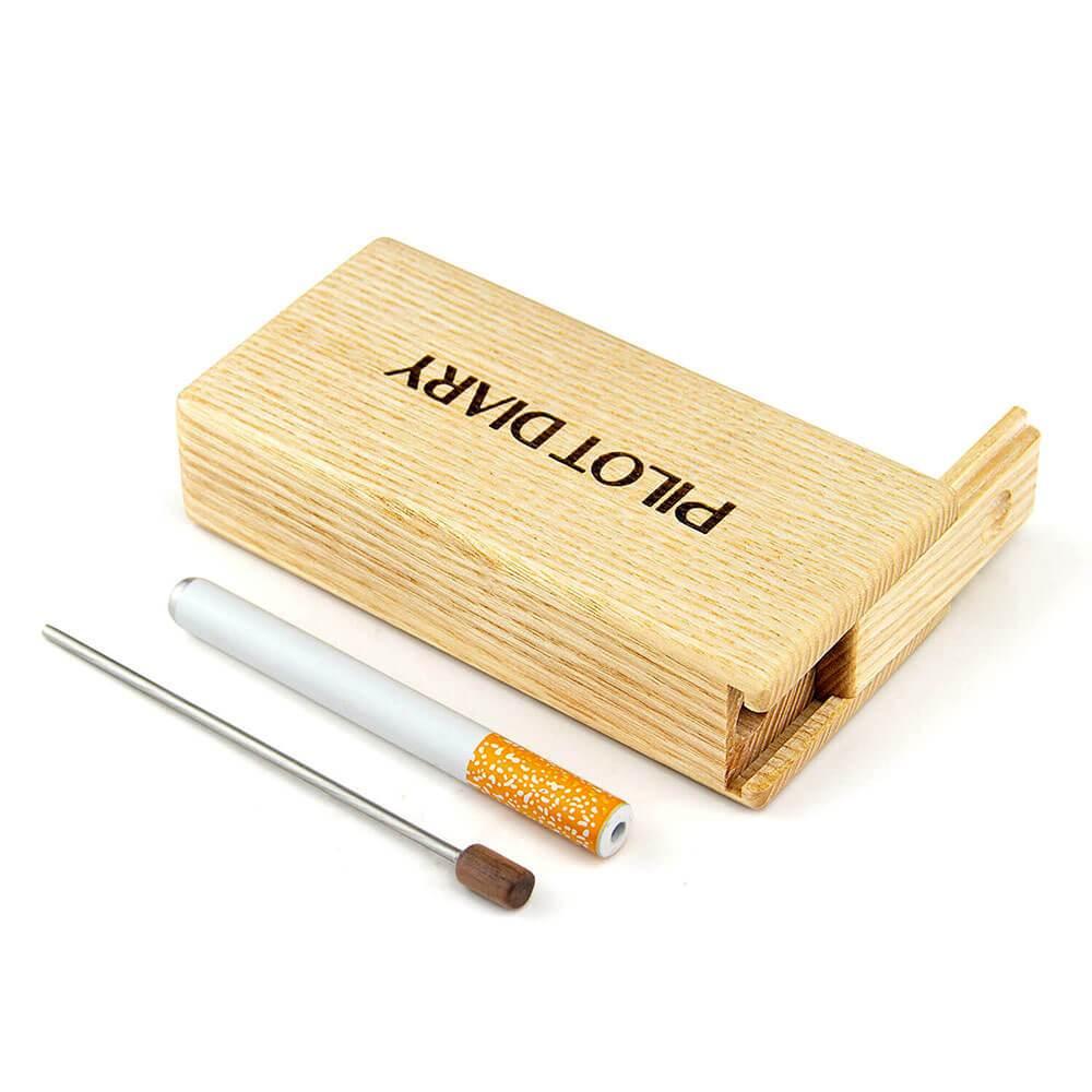 Wooden Dugout With Cleaning Tool - Discreet Smoker