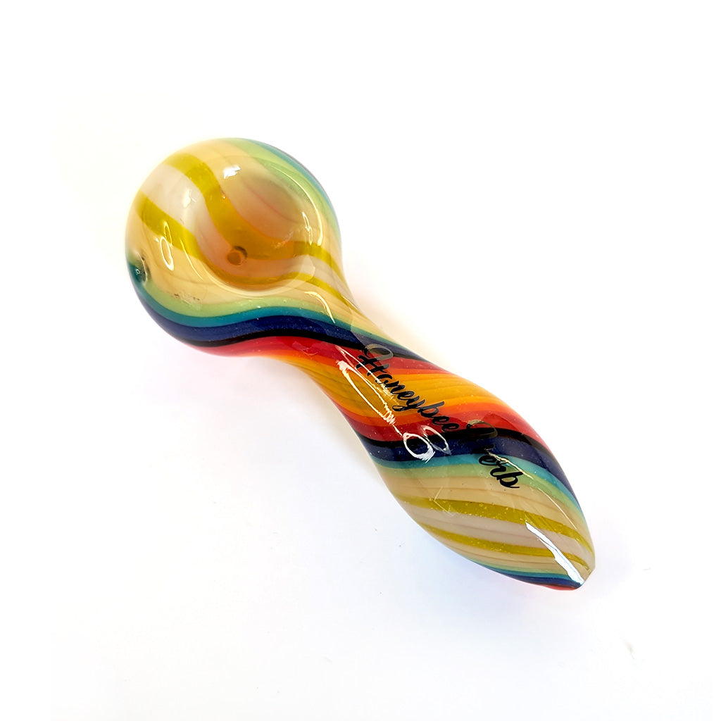 Vibrant  Linework Twist Spoon Pipe - Discreet Smoker