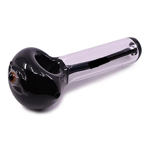 Glass Hand Pipe - Black Clear (4") - Discreet Smoker