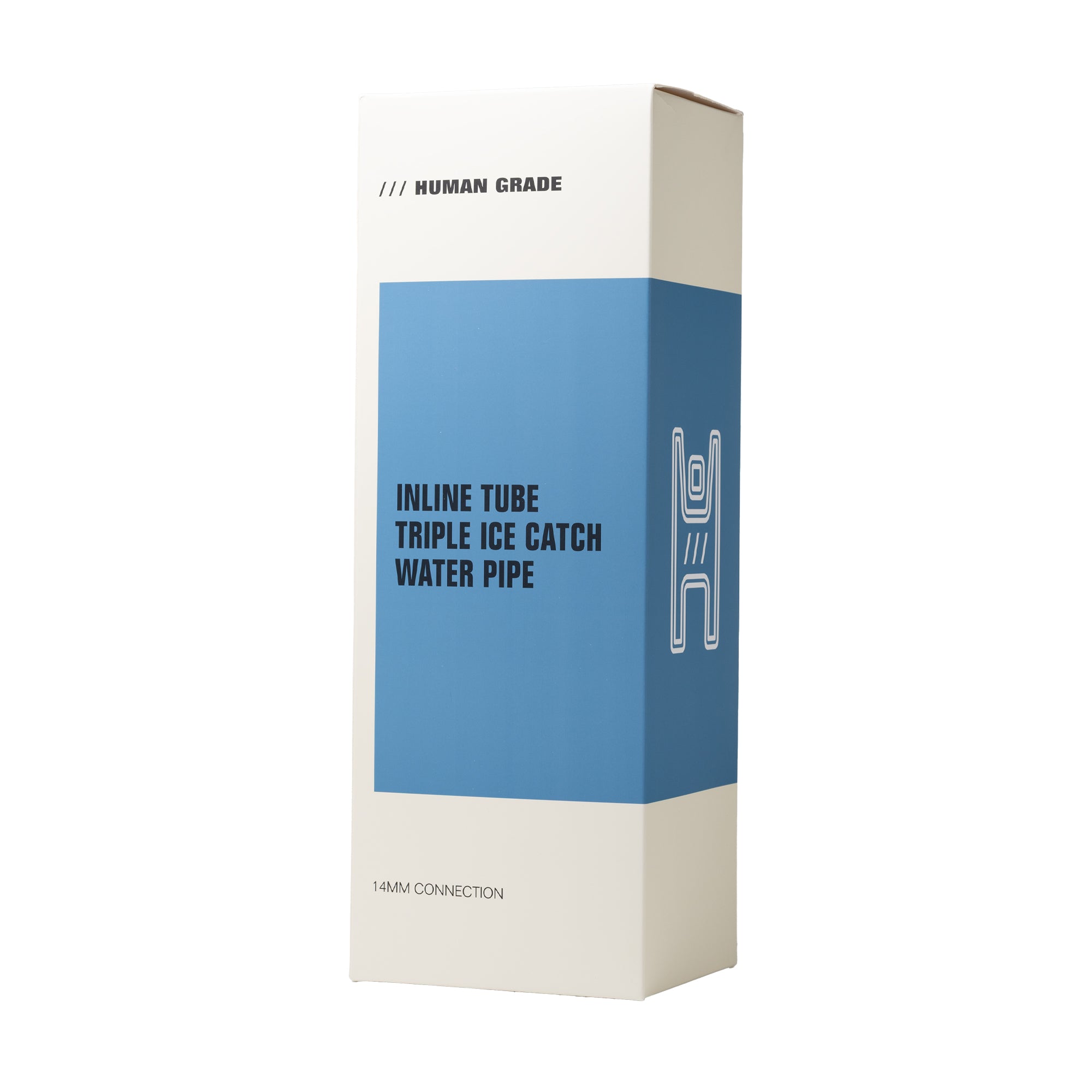 Human Grade Inline Tube Triple Ice Catch Glass Water Pipe - Discreet Smoker