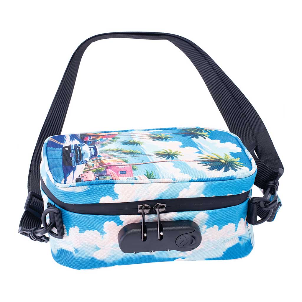 8.5IN X 5.5IN X 4.5IN SMELLPROOF BAG - PALM CITY RETRO - Discreet Smoker