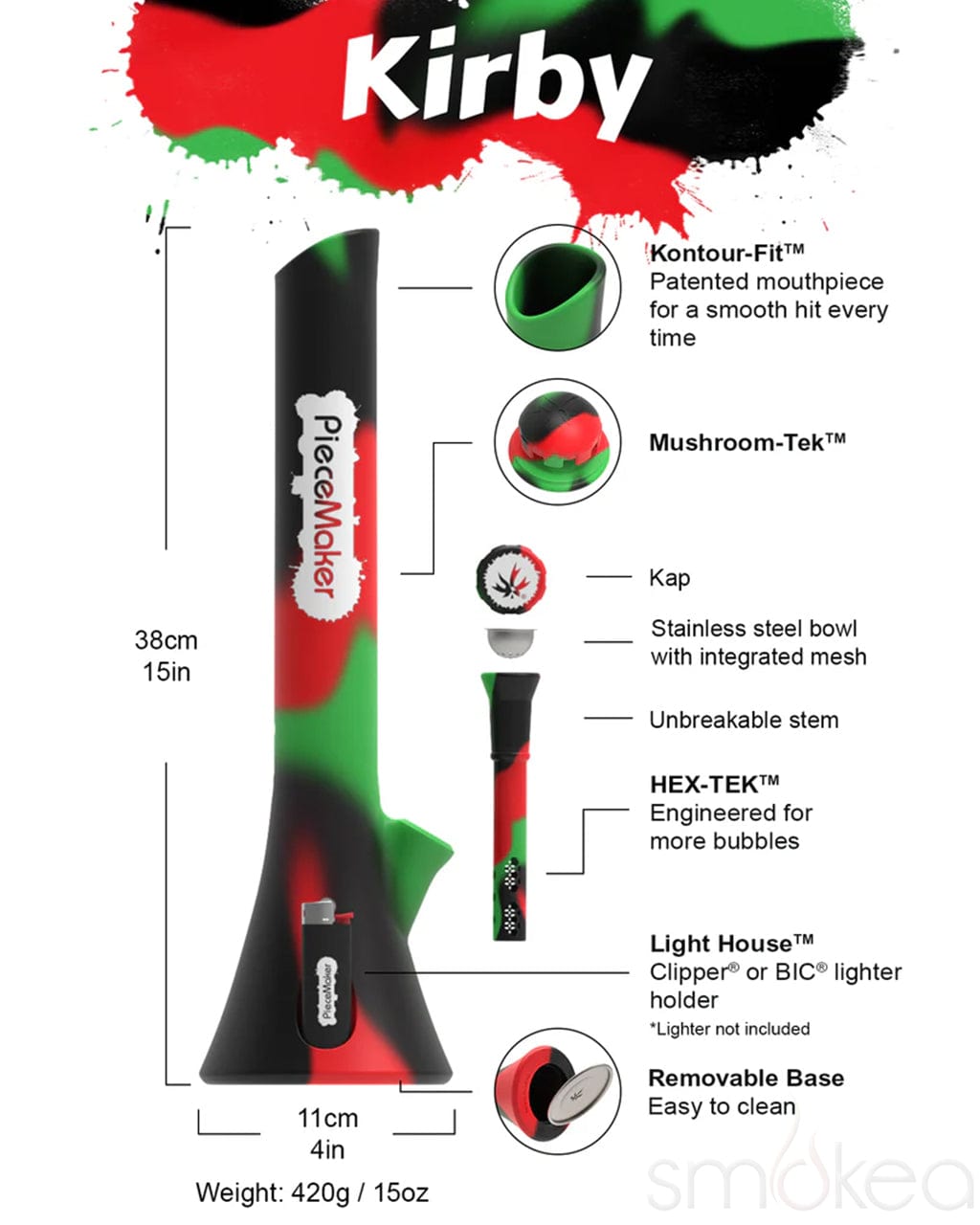 Piecemaker Kirby Silicone Bong - Discreet Smoker