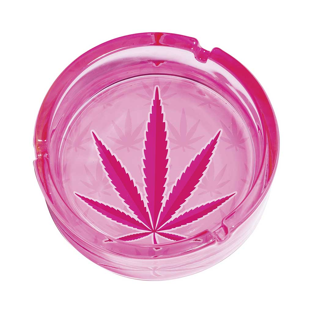 PINK KUSH LEAF GLASS ASHTRAY - Discreet Smoker