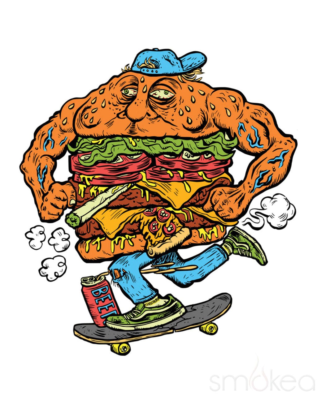 Pulsar 10" Bottoms Up "Skateburger" Bong