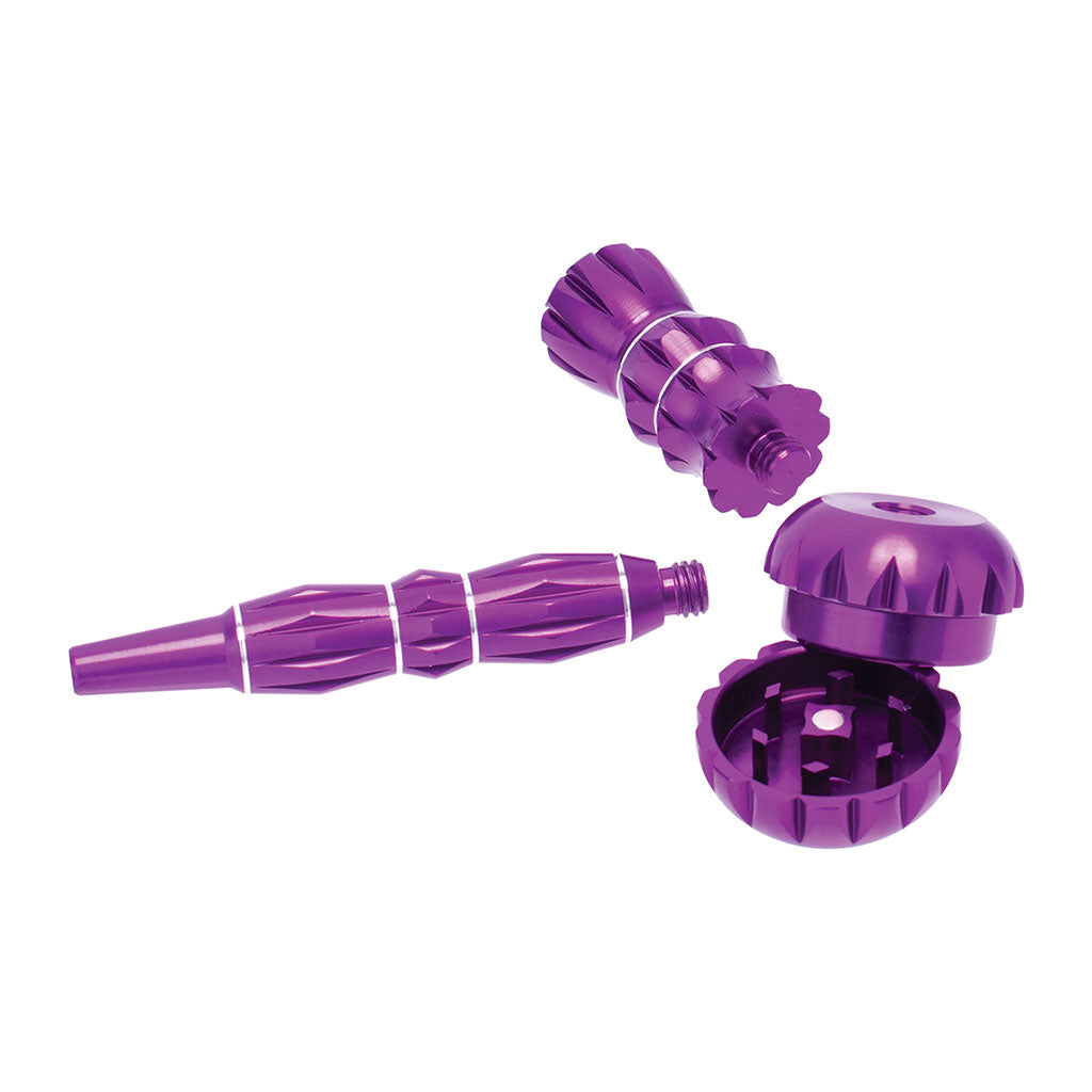 ALUMINUM RIBBED SMOKING PIPE WITH GRINDER - Discreet Smoker