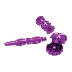 ALUMINUM RIBBED SMOKING PIPE WITH GRINDER - Discreet Smoker