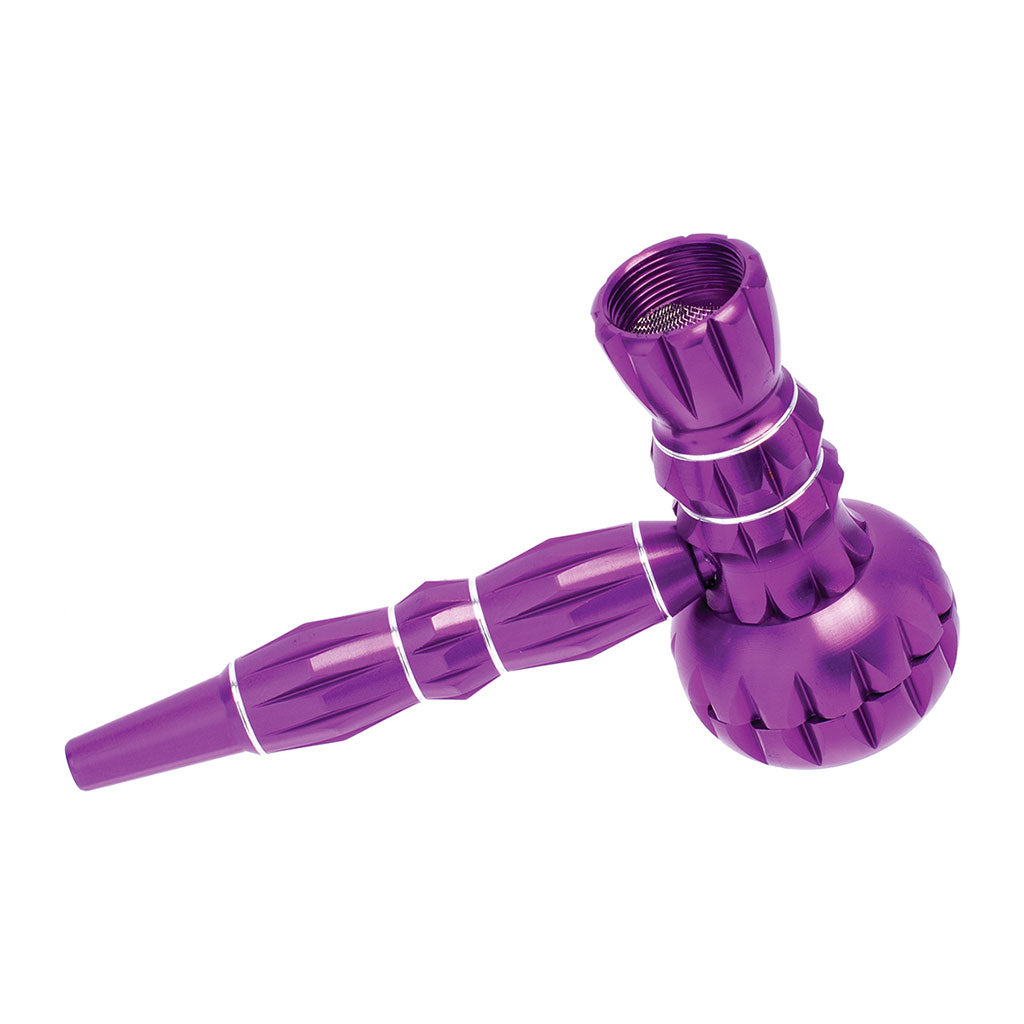 ALUMINUM RIBBED SMOKING PIPE WITH GRINDER - Discreet Smoker