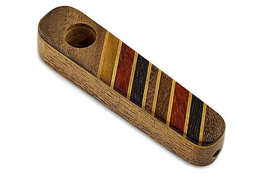 Brass Inlayed Wood Pipe - Discreet Smoker