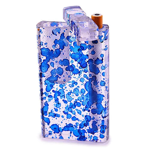 Handmade Acrylic Dugout w/ One Hitter - Splatters - Discreet Smoker