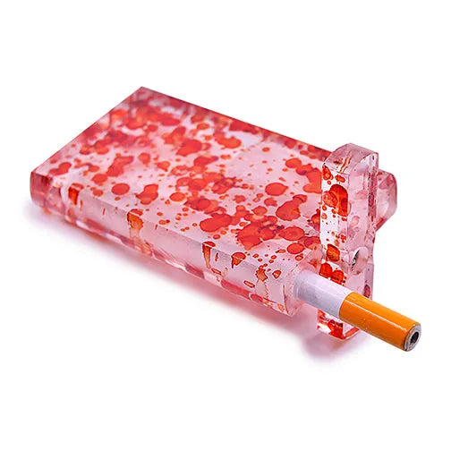 Handmade Acrylic Dugout w/ One Hitter - Splatters - Discreet Smoker