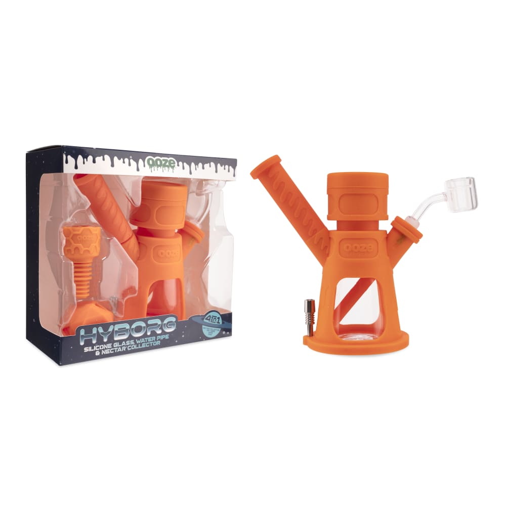 Ooze Hyborg Silicone Glass 4-in-1 Hybrid Water Pipe and Nectar Collector - Discreet Smoker