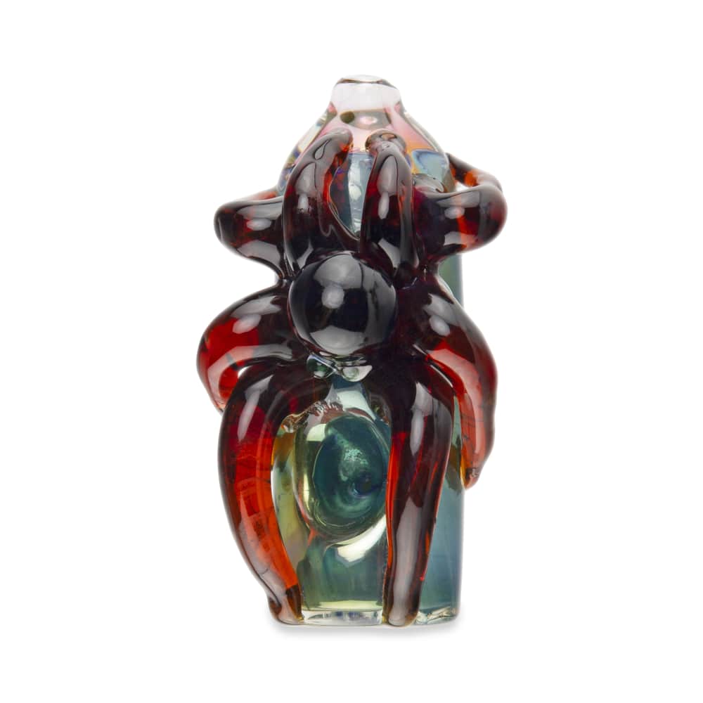 Custom Glass 5” Gold Fumed Red Octopus Hand Pipe - Discreet Smoker