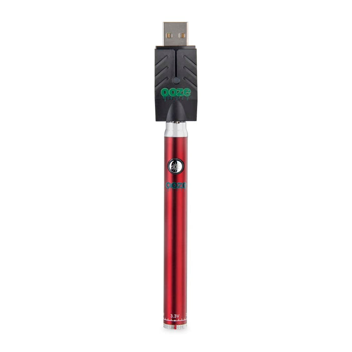 Ooze Slim Twist 510 Thread 320 mAh CBD Vape Pen Battery + USB Charger, Red