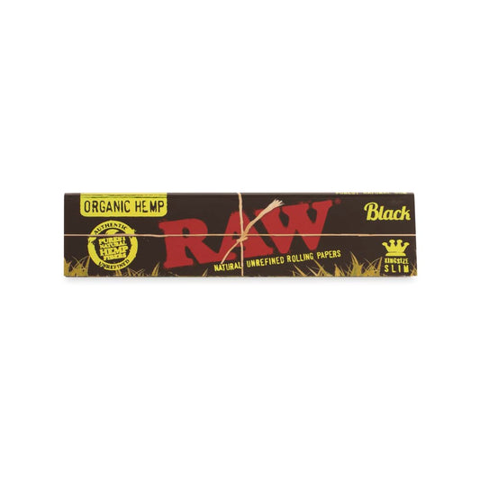 RAW Black Organic Hemp King Size Slim Rolling Paper Counter Display  50ct - Discreet Smoker