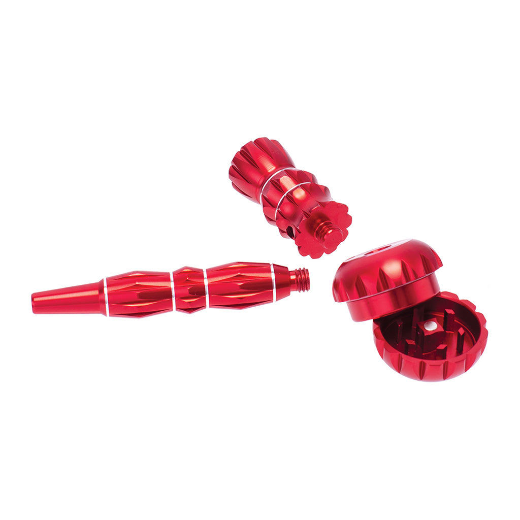 ALUMINUM RIBBED SMOKING PIPE WITH GRINDER - Discreet Smoker