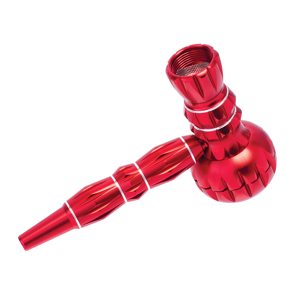 ALUMINUM RIBBED SMOKING PIPE WITH GRINDER - Discreet Smoker