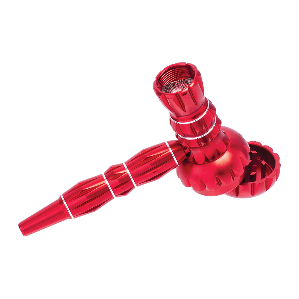 ALUMINUM RIBBED SMOKING PIPE WITH GRINDER - Discreet Smoker