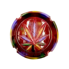 TIE DYE POLYSTONE LEAF ROUND ASHTRAY - Discreet Smoker