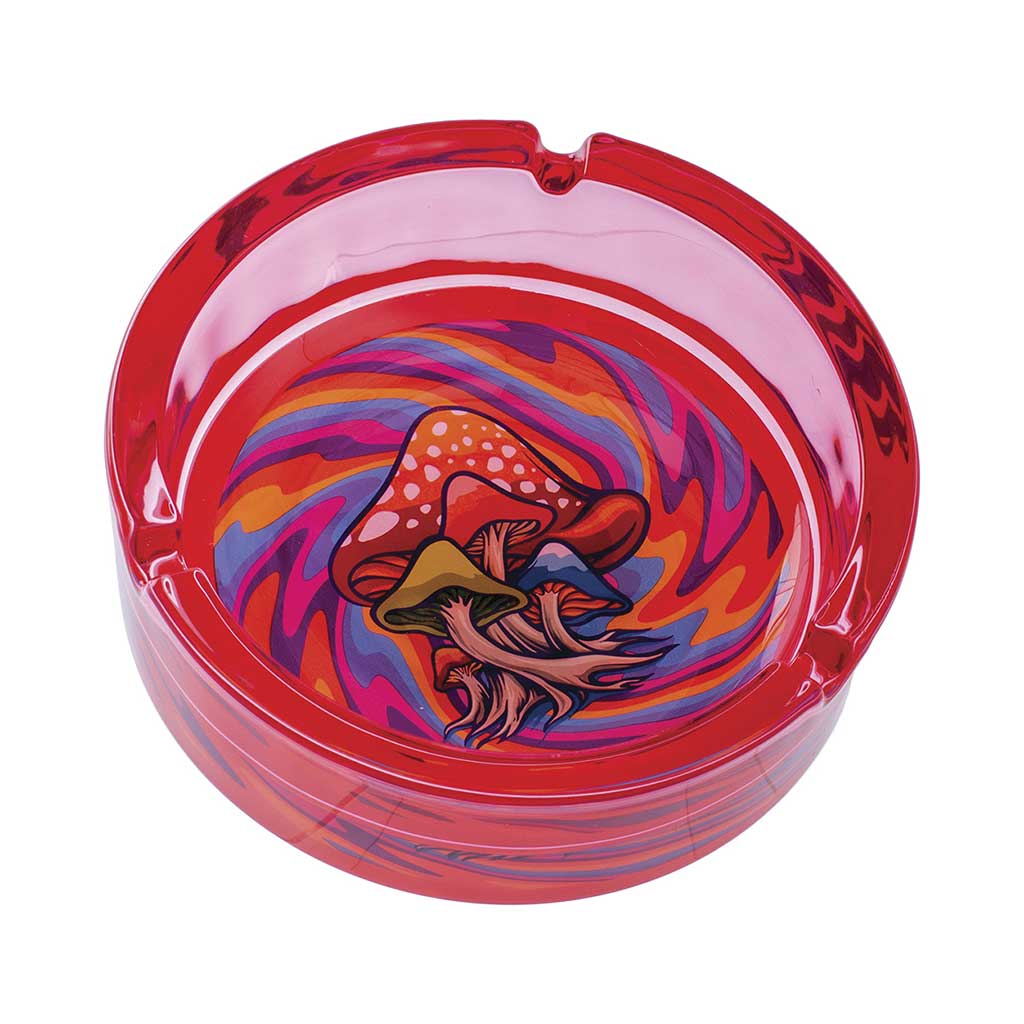 RED TRIPPY MUSHROOM GLASS ASHTRAY - Discreet Smoker