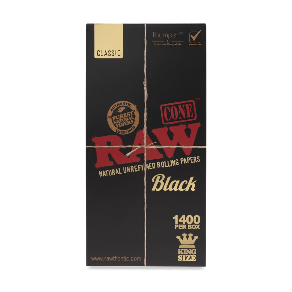 RAW Classic Black King Size Bulk Cones Box - 1400ct - Discreet Smoker