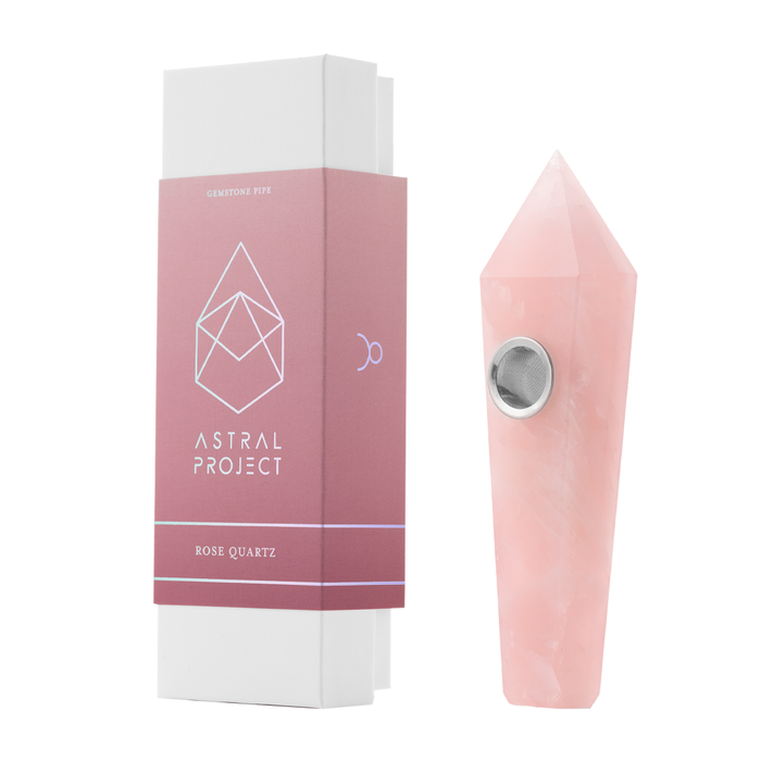 Gemstone Pipe, Rose Quartz