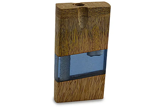 Handmade Wood & Acrylic Dugout w/ One Hitter - Blue - Discreet Smoker