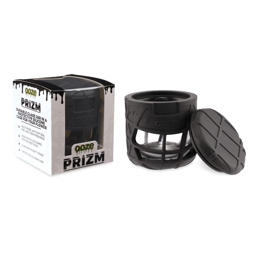 Ooze Prizm Silicone-Wrapped Glass Stash Jar - Discreet Smoker