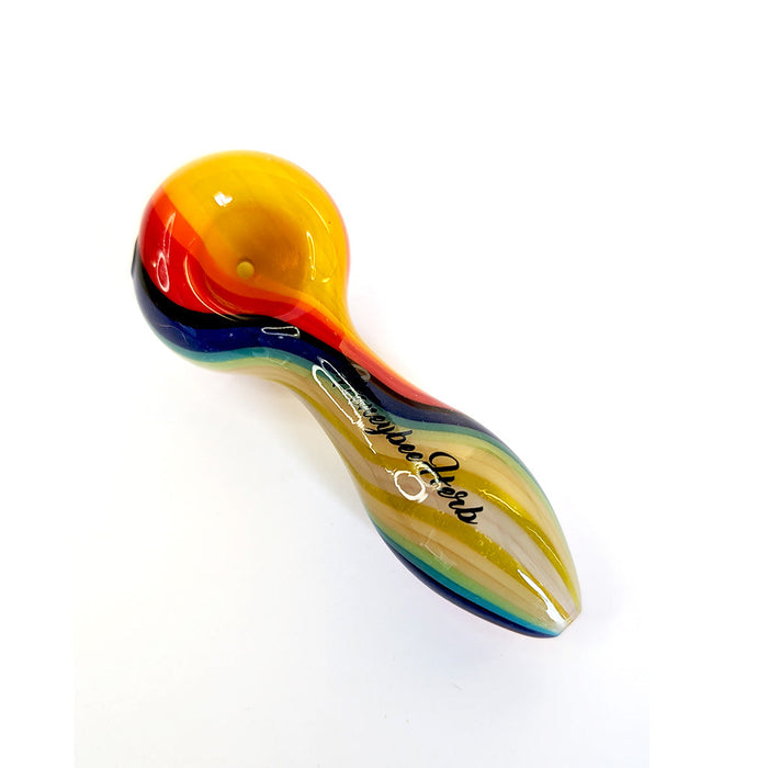 Vibrant  Linework Twist Spoon Pipe, Sand Fire
