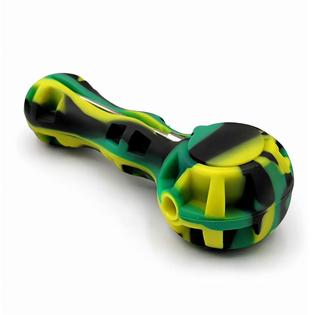 SILICONE SPOON PIPE WITH GLASS BOWL - Discreet Smoker