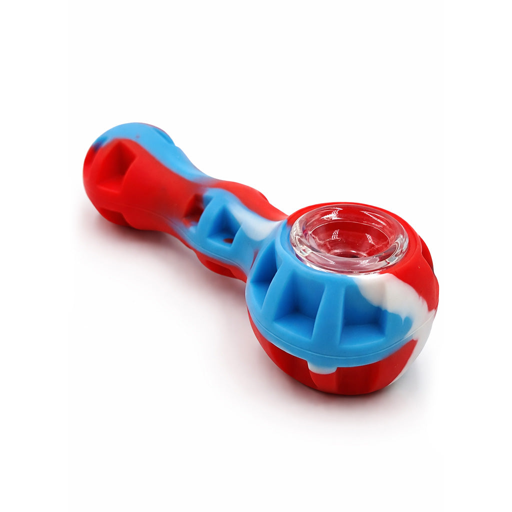 SILICONE SPOON PIPE WITH GLASS BOWL - Discreet Smoker