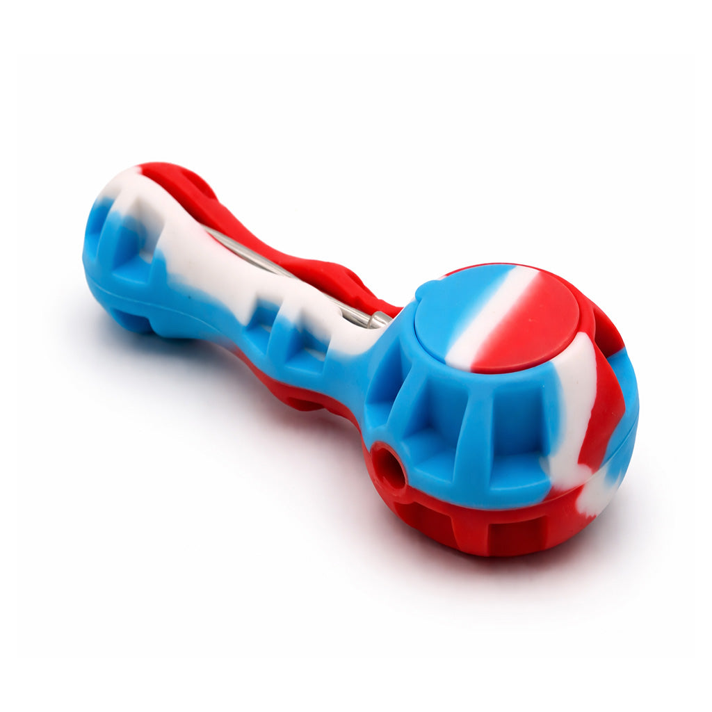 SILICONE SPOON PIPE WITH GLASS BOWL - Discreet Smoker